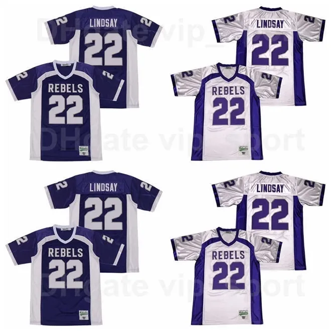 Chen37 Men High School South Rebels Football 22 Phillip Lindsay Jersey All sömnad Sport andas Pure Cotton Team Purple Away White Color Top