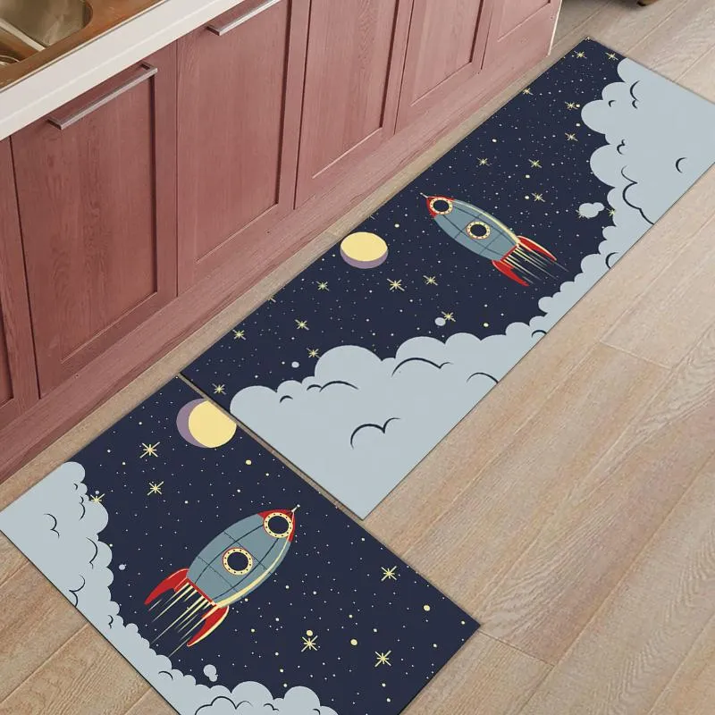 Alfombras modernas antideslizantes para cocina, felpudo para entrada de casa, cohete espacial, nave espacial, balcón, sala de estar, alfombras