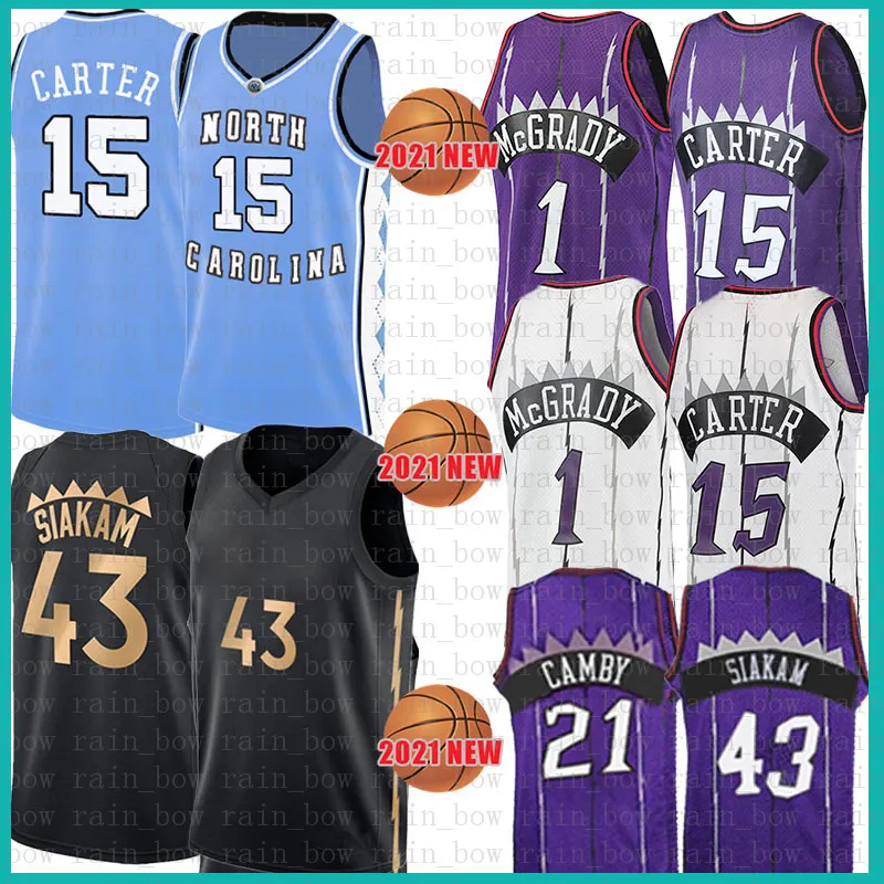 2021 New Vince 15 Carter Basketball Jersey Pascal 43 Siakam Mens Kyle 7 Lowry Mesh Retro Tracy 1 McGrady Youth Kids Marcus 21 Camby Purple