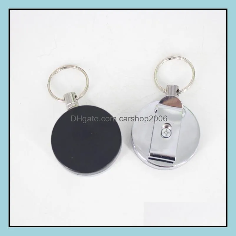 retractable metal card badge holder steel recoil ring belt clip pull key chain search  metal buckle gift sn3095