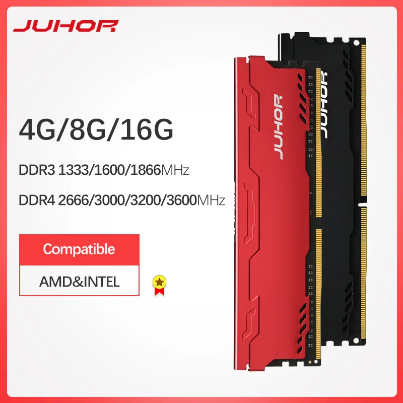 JUHOR Memory Ram DDR3 8G 4G 1866MHz 1600MHz DDR4 8G 16G 2666 3000 32000MHz Desktop Memory Udimm 1333 dimm stativ För AMD/intel