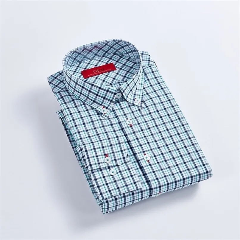 Camicia a quadri a righe arrivo in puro cotone 100% Business Casual manica lunga di alta qualità per uomo Button Up panno 220322