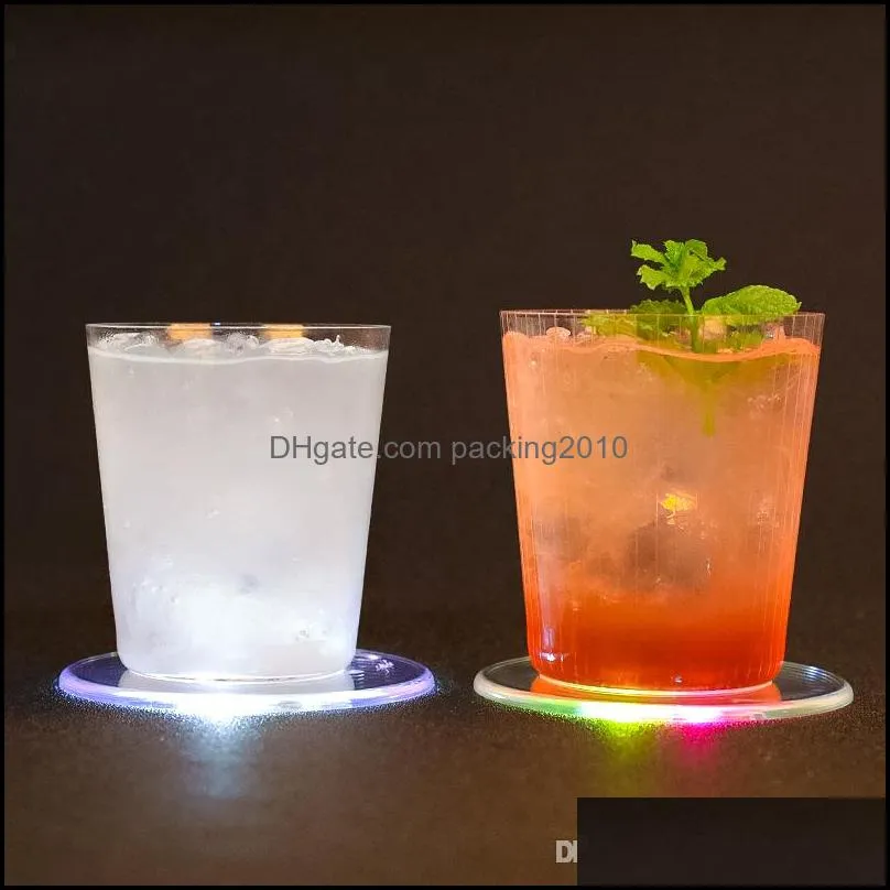 LED Flashing Coaster Light Up Cup Pad Mat Coasters For Club Acrylic Drinks Beer Beverage Cup Mats Party Wedding Bar Decoration DBC