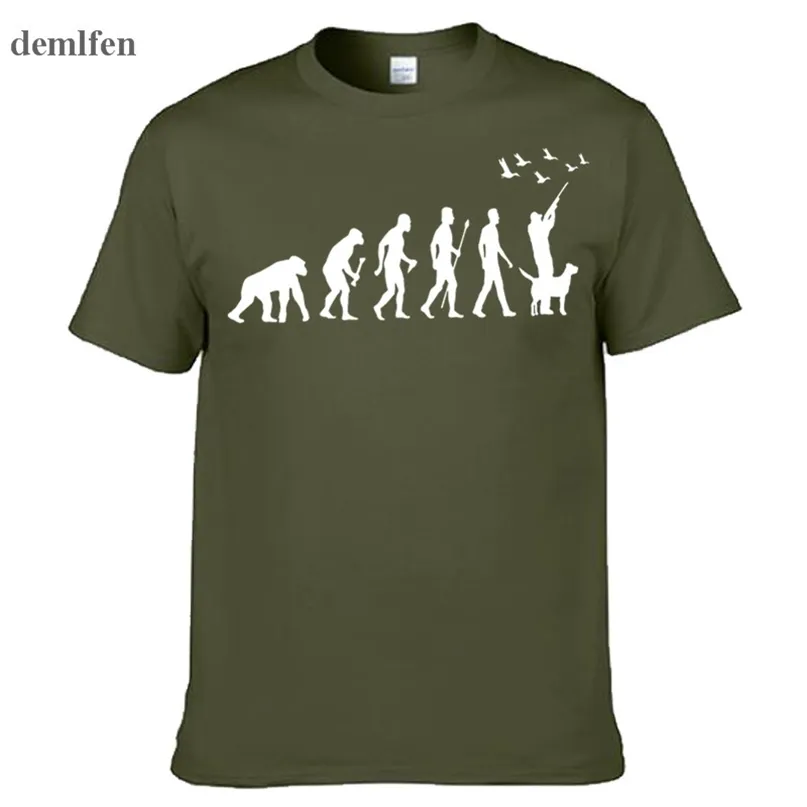 Kaus Lutu Pemburu Evolusi Perburuan Musim Panas Dengan Anjing Bebek Kaus Cetak Katun Kasual Pria Atasan Kaus Lengan Pendek 220610
