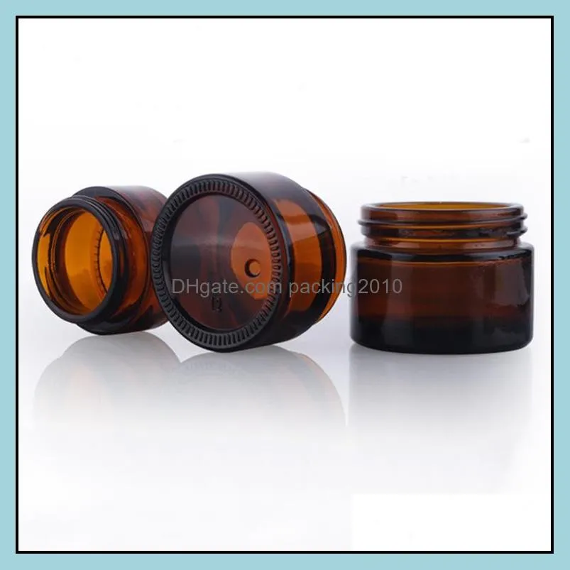 Brown Amber Glass Cream Bottle Jar Black Lid 5G 10G 15G 30G 50G 100G Cosmetic Jars Packing Bottles