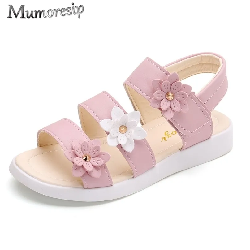 Çocuk yaz tarzı çocuklar kızlar prenses güzel çiçek ayakkabıları çocuklar düz sandalet bebek kız gladyatör yumuşak 220622