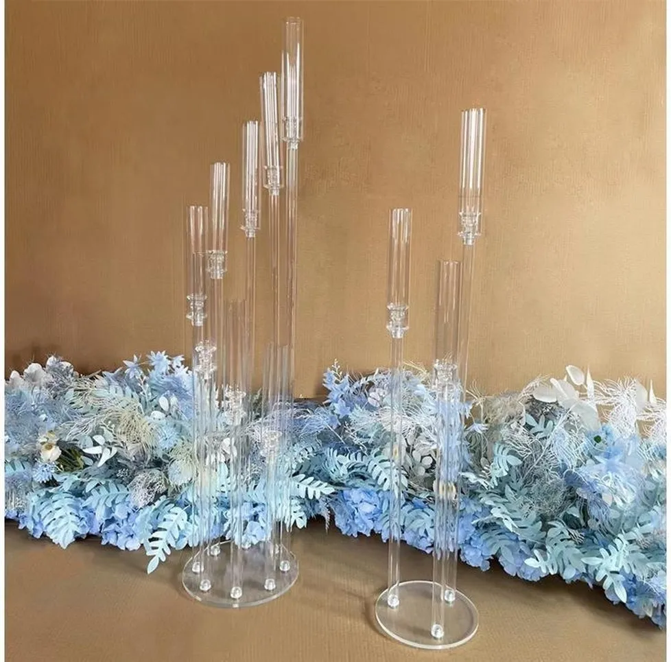 Chandeliers en acrylique décoration de mariage pièce maîtresse candélabre clair bougeoir pour mariages événement fête événements 5 pièces sxmy28