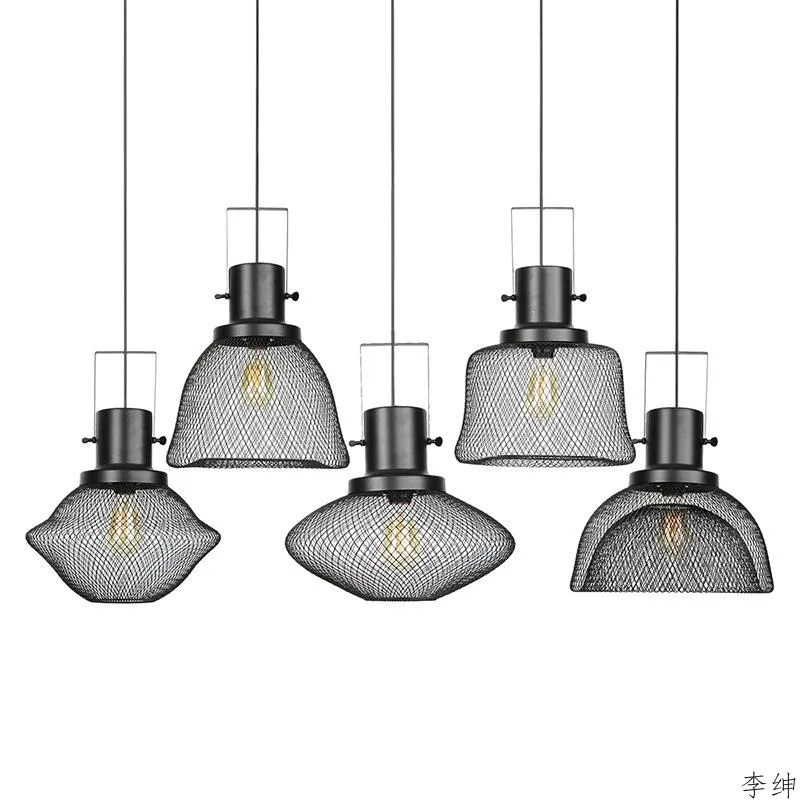 Hanglampen Noordelijke retro industriële verlichtingslichten Zwart gaas hangende lamp lamp eenvoudig indoor decor luminairpendant