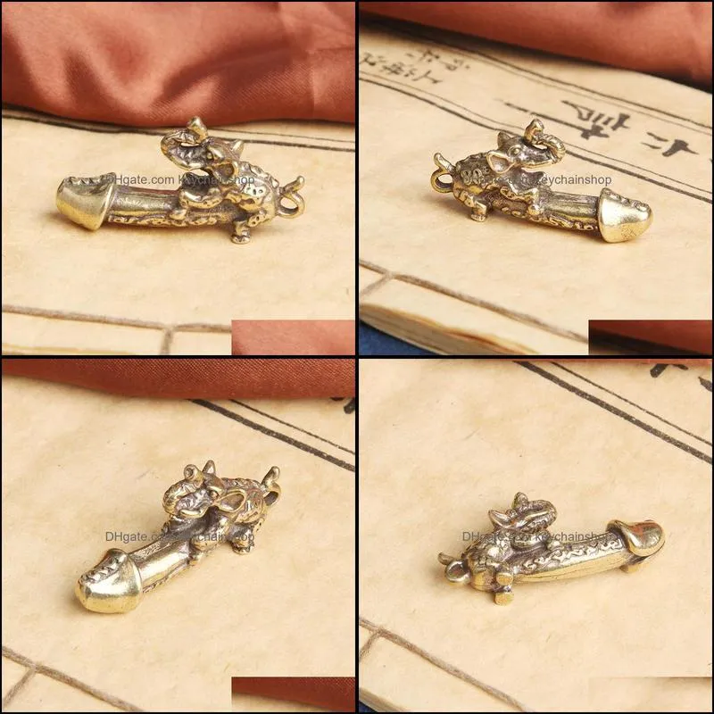 keychains creative brass elephant male penis figurines miniatures home decoration man genitals car keychain pendantkeychains
