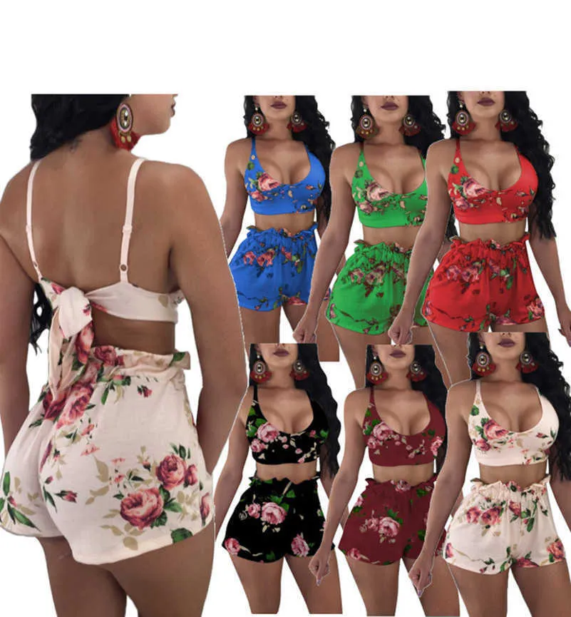 Women Clothing Summer Sexy club Bandage backless Tracksuits 2 Piece Sets Crop Tops Shorts XL Sleeveless Vest Tank Top Outfits