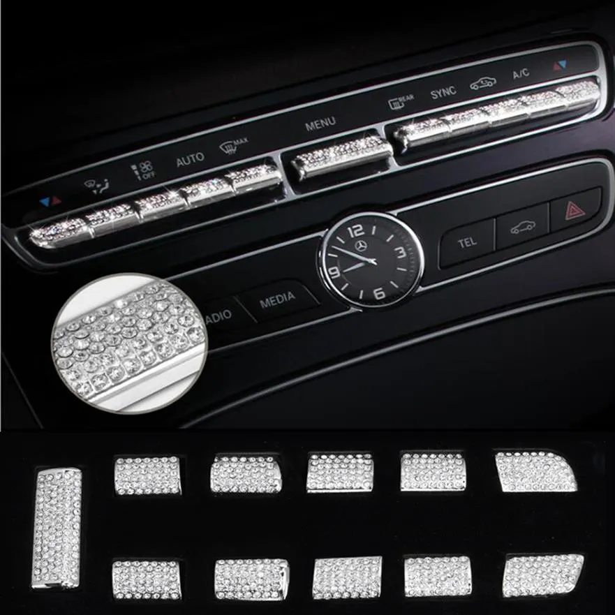 Car Center console control button knob cover Trim Strips sticker Accessories For Mercedes Benz C E class GLC W205 W213 X253 Car-st308B