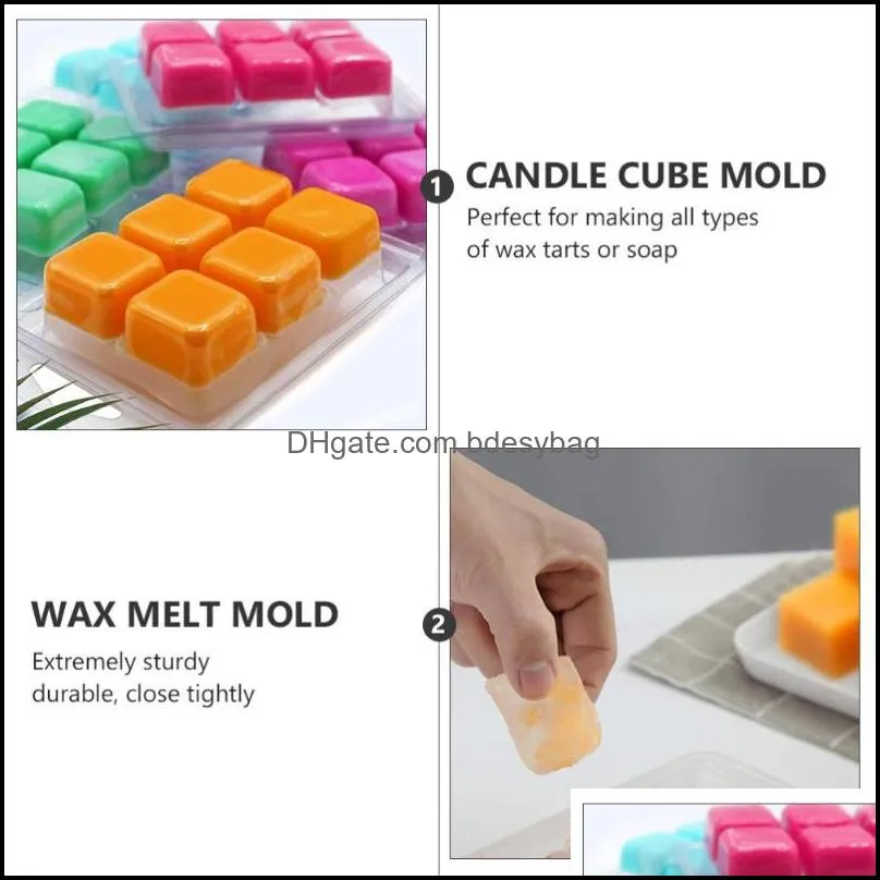 50pcs wax melt containers 6 cavity clear empty wax melt molds for diy