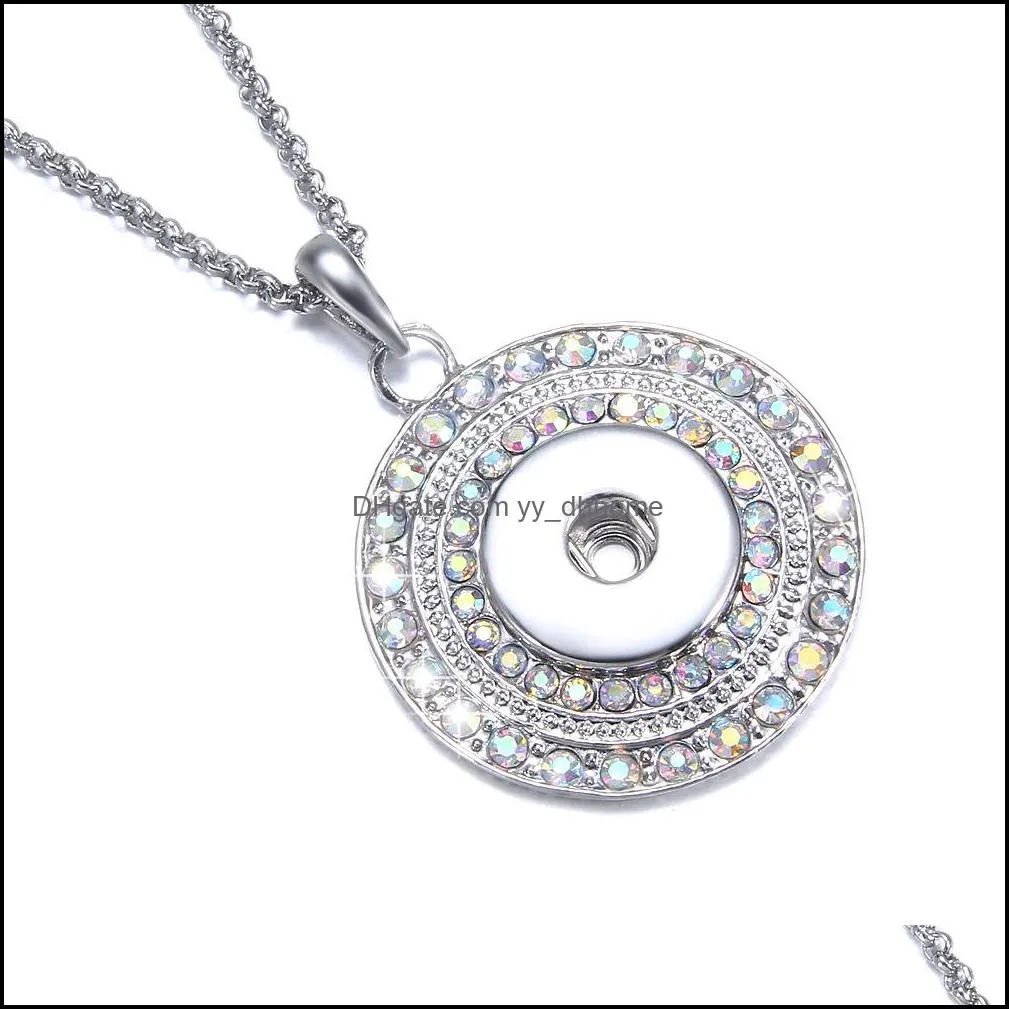 noosa snap button jewelry crytal filled pendant snap necklace with link chain fit 18mm snap necklace jewelry women