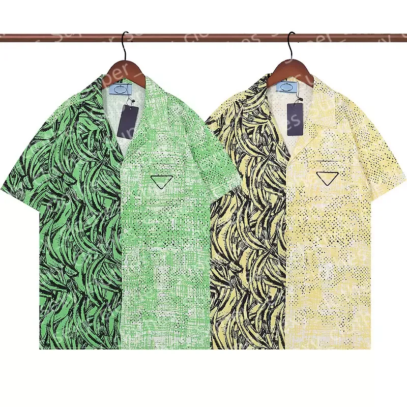 夏のデザイナーシャツメンズファッション幾何学的なプリントボウリングシャツハワイアンフローラルシーサイドバケーションカジュアルシャツスリム半袖