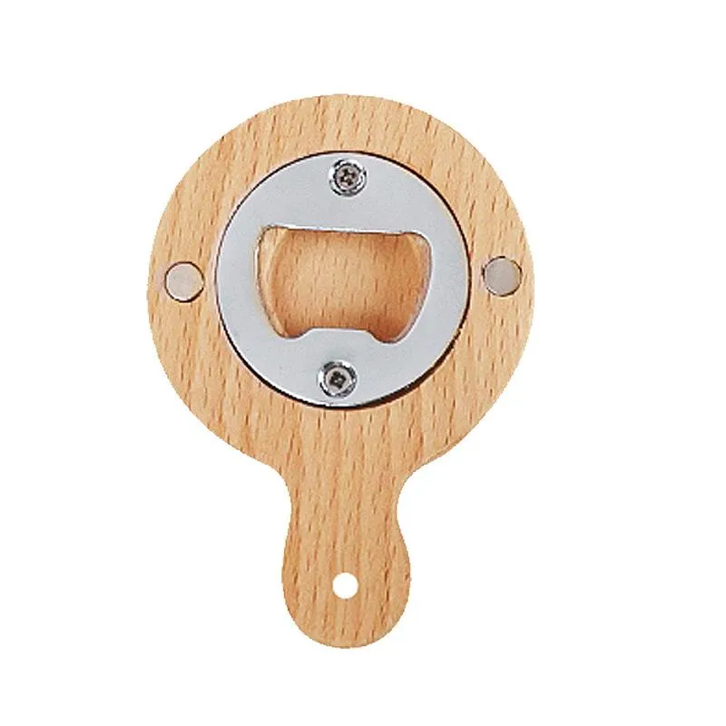 Customize Logo Wood Beer Opener with Magnet Wooden and Bamboo Refrigerator Magnet Magnetic Bottle Openers Kitchen Tools k1081
