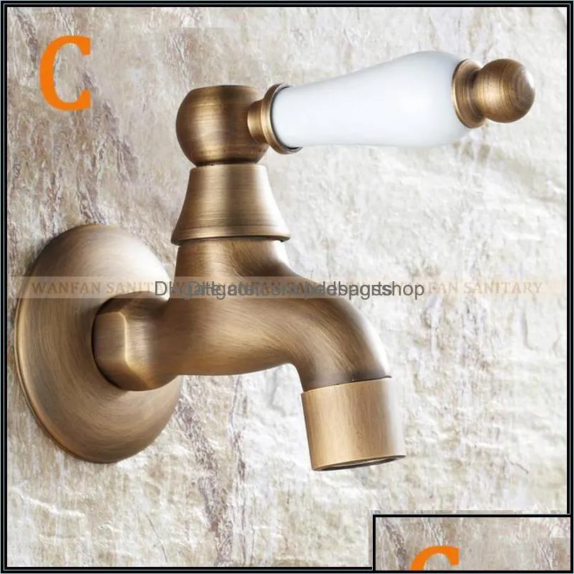 Bibcocks Faucet Antique Brass Wall Mounted Bathroom Mop Washing Hine Tap Decorative Outdoor Garden Small Taps 1512 F Drop Delivery 2021