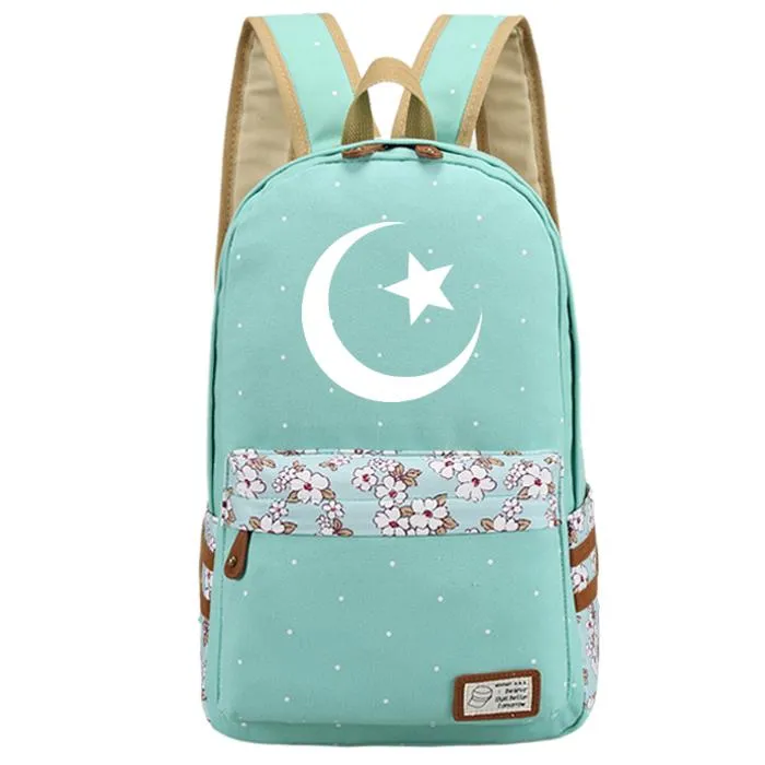 Sacs d'école Islam Moon Girls Mosulm Femmes Fleur Toile Élèves