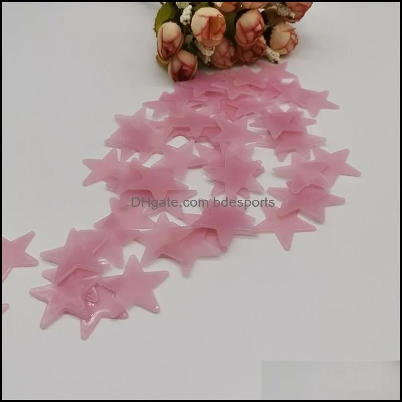 Other Decorative Stickers Home Decor Garden 3Cm Luminous Star Wall 100Pcs Tv Paper Painting Pvc Fluorescent Sticker 331 Drop Delivery 2021