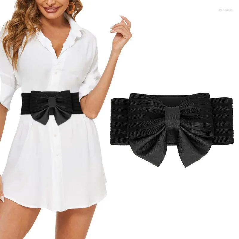 Belts Gamer Belt Women Cute Bow Wide Elastic Waist Adorable Dress Accessory SlidingBelts Fred22
