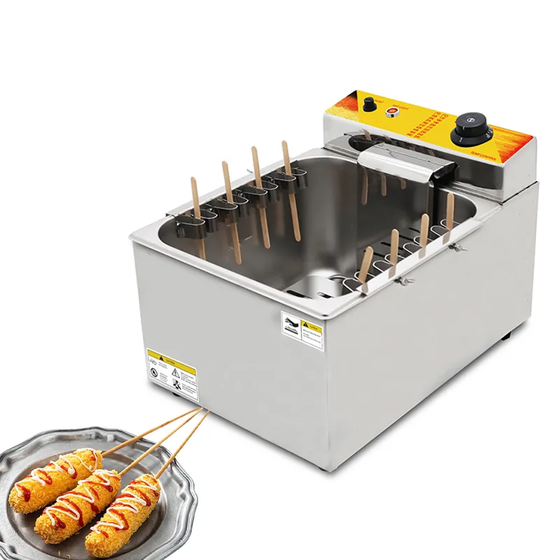 Friggitrice automatica per hot dog al formaggio, friggitrice per mais domestica commerciale, attrezzatura per salsiccia fritta in padella