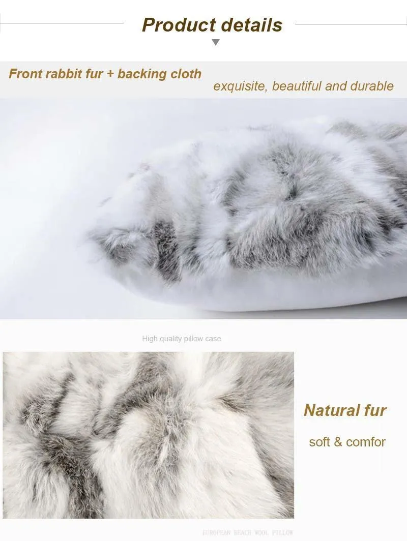 Rabbit fur pillow case detail 6