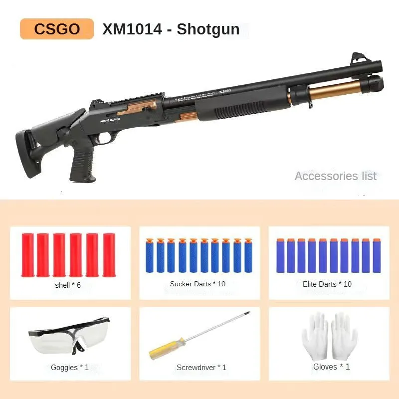 XM1014, pistola de juguete, lanzador de modelos de tiro con pistola neumática Manual de eyección de carcasa para adultos y niños