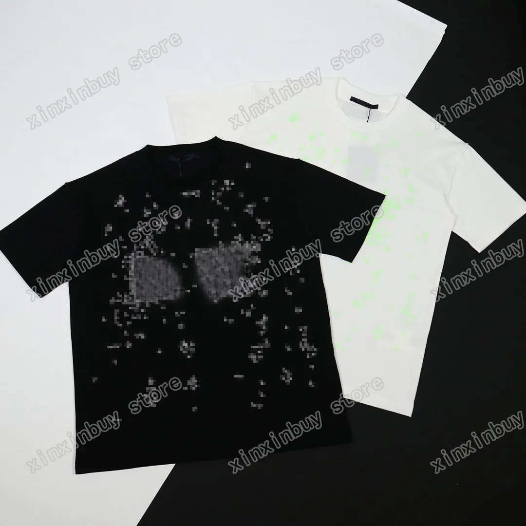 22ss Мужчины Женщины Дизайнерские футболки SPREAD с вышивкой букв хлопковая футболка с коротким рукавом Круглый вырез Уличная одежда xinxinbuy черный белый XS-L