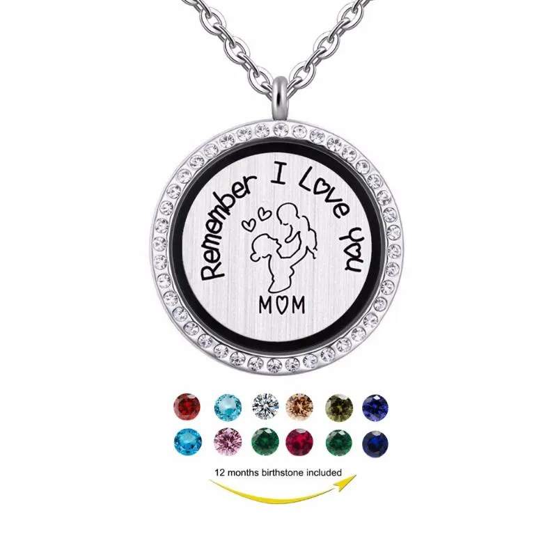 Pendentif Colliers Flottant Bijoux Cadeau Pour Maman/Nièce/Tante/Grand-Mère/Fille Rappelez-vous Je T'aime Collier Médaillon MagnétiquePendentif