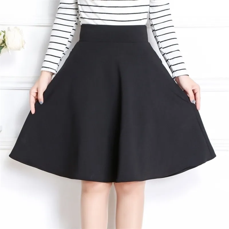 Spring & Autumn Women Midi Skirt Korean Fashion Slim Pocket Elastic High Waist A Line Skirt Plus Size Black Sexy Skirt 210311