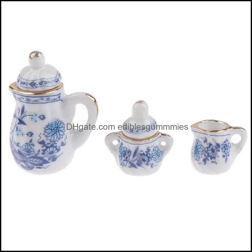 Decorative Objects & Figurines 15Pcs 1:12 Dollhouse Miniature Tableware Porcelain Ceramic Tea Cup Set Doll House Accessories