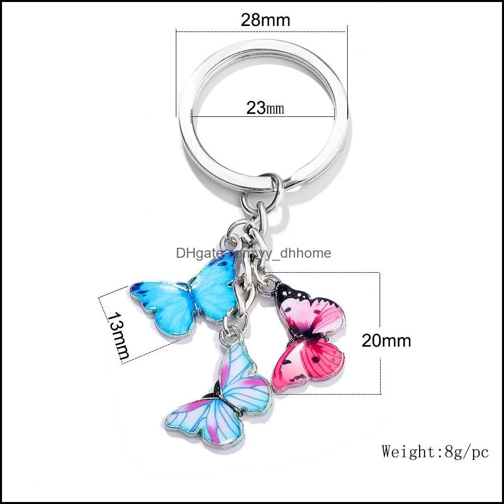 newest colorful enamel butterfly charm keychain insects car key women bag accessories jewelry gifts