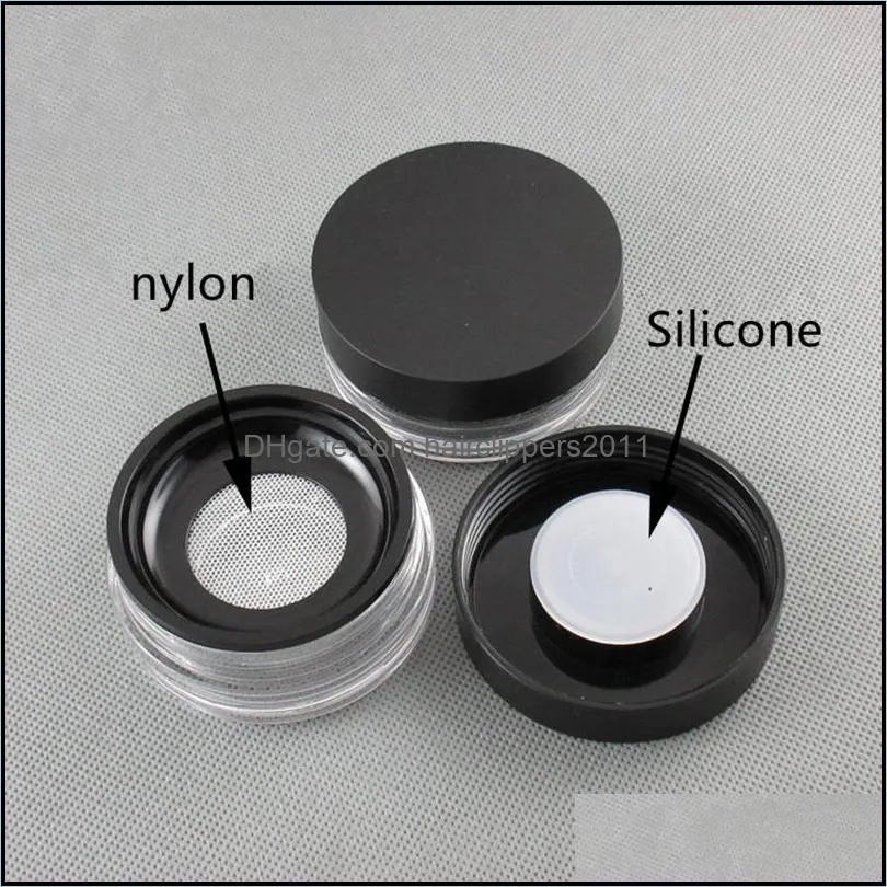 Loose Powder Container with Elastic Screen Mesh Net Black Flip Cap Sifter Jar Box Cosmetic Powder Case F2273