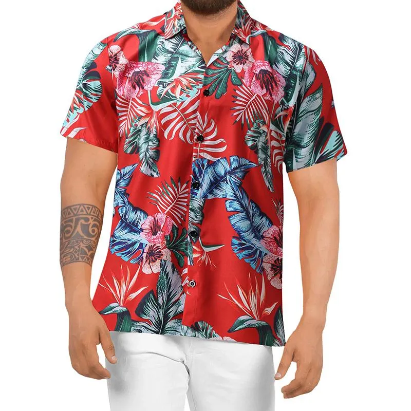 Casual shirts voor heren mannen Hawaiiaanse T-shirt T-shirt Holiday Summer Summer Beach Floral Blouse Tops Quick Drying Leisure Shirt Losse T-Shortmen's