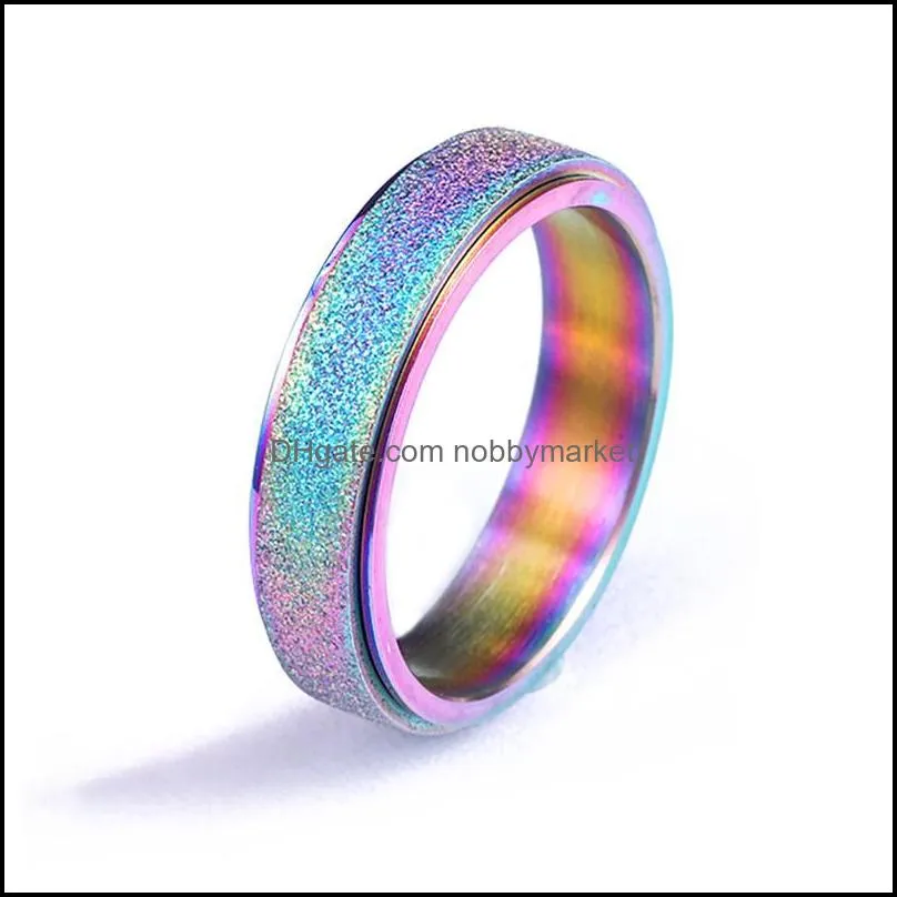 Wedding Rings For Women Stainless Steel Spinner Ring Sand Blast Finish Comfort Size 6-13 Simple Jewelry Wholesale Christmas Gift