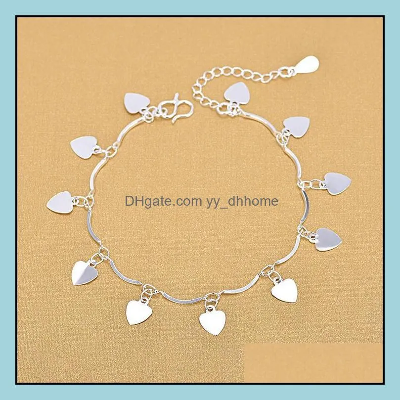 Bracelets de cheville bijoux pied Sier cheville lien chaîne pour femme fille Bracelets mode en gros 0595Wh livraison directe 2021 Biga7