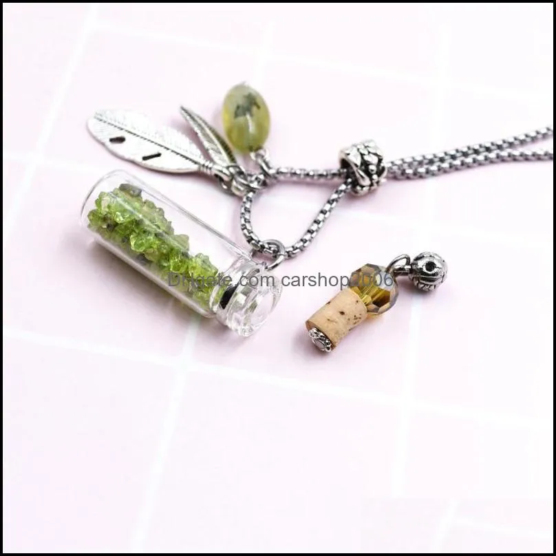 pendant necklaces 1pcs refillable handmade essential oil crystal glass bottle necklace diffuser perfume sweater chain