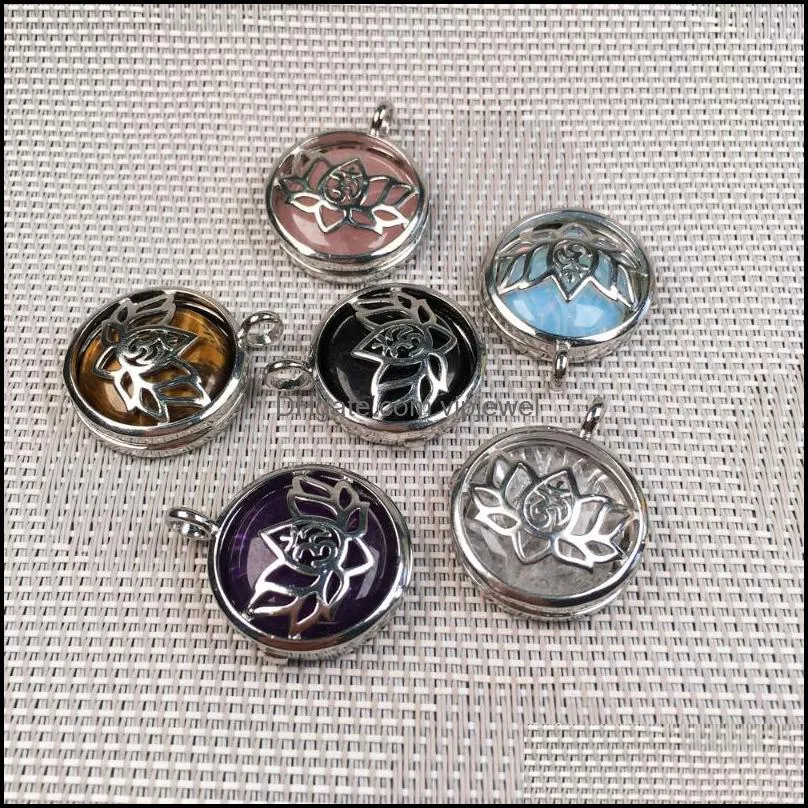 charms natural stones hollow pendant alloy cage with stone pendants for jewelry making diy reiki necklaces accessories