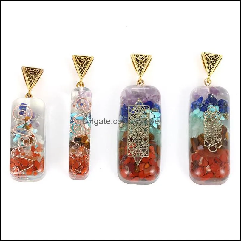 retro reiki healing chips stone natural crystal lithotripsy meditation seven chakra pendants charms diy pendulum necklaces jewelry