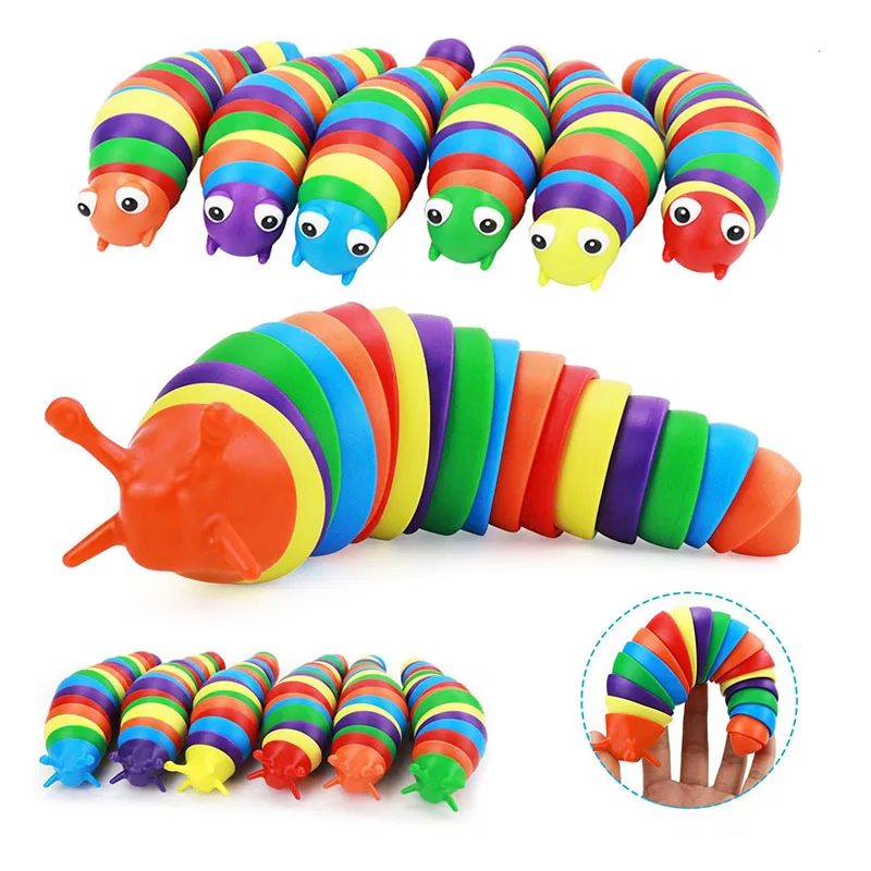 New Fidget Slug Toys Articulated Flexible 3D Slugs Fidgets Toy Lexible Articulating Stim Articulated Stretch Sensory Game Wholesale DHL From 1 64 DHgate