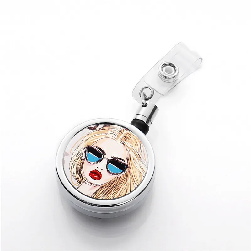 Desk Supplies Sublimation Retractable Lanyard Name Tag Card Badge Reel Holder with Blank Aluminum Sheets for DIY Custom Company Names 40mm Large asfd