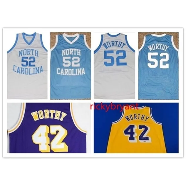 NC01 College North Carolina Basketball Jersey Worthy 42 Jersey zszyta retro koszulka haftowa niestandardowa Made S-5xl