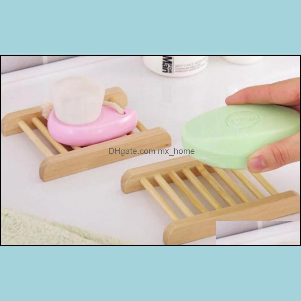 100PCS Natural Bamboo Trays Wholesale Wooden Soap Dish Wooden Soap Tray Holder Rack Plate Box Container for Bath Shower Bathroom