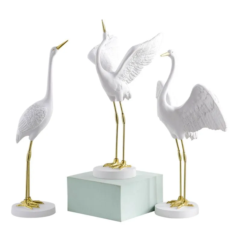 Nordic Simulation Resin Red Crowned Crane Craft Moderne Decoratieve Voorwerpen Beeldjes Woonkamer Ornamenten Bruiloft Decoratie Props Home Decor