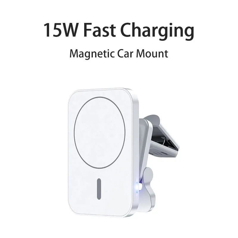 Chargeurs magnétiques sans fil 15W pour iPhone 13 12, support de téléphone à montage magnétique pour voiture, Station de charge rapide, support de ventilation