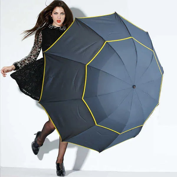 Ombrello 130 cm Grande Donna di Alta Qualità Pioggia Antivento Grande Paraguas Donne Maschili Sole 3 Floding Grande Ombrello Esterno Parapluie