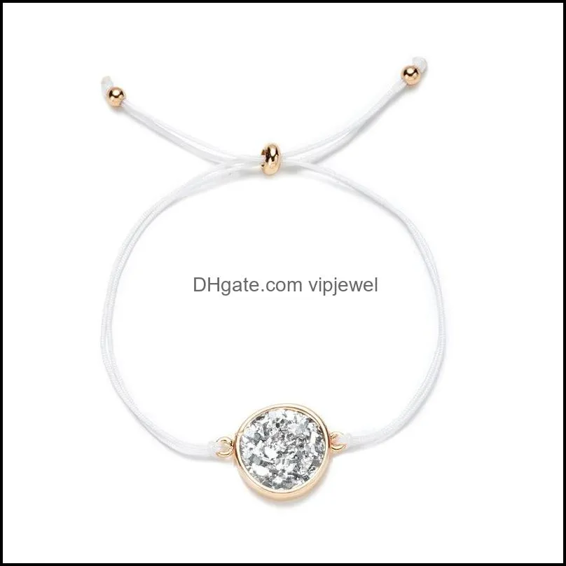 fashion 6colors resin druzy bracelet circle irregular imitate natural stone adjust drawstring drusy bracelet bangle for women jewelry