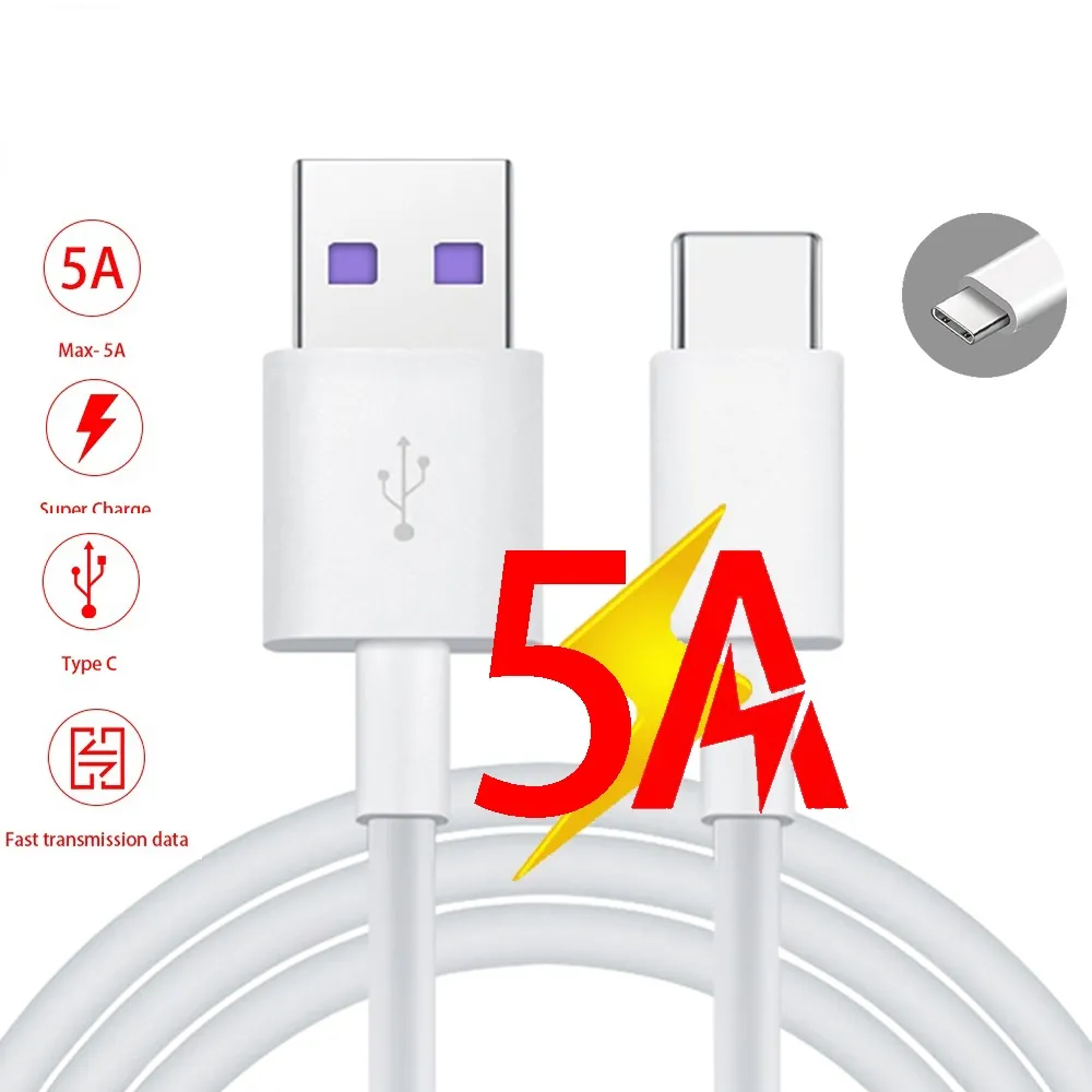 USB Type C Cables 5A For Huawei Xiaomi Mobile Phone Cable Fast Charging Data Sync Micro USB Charge Cord 2m 1m 0.25m