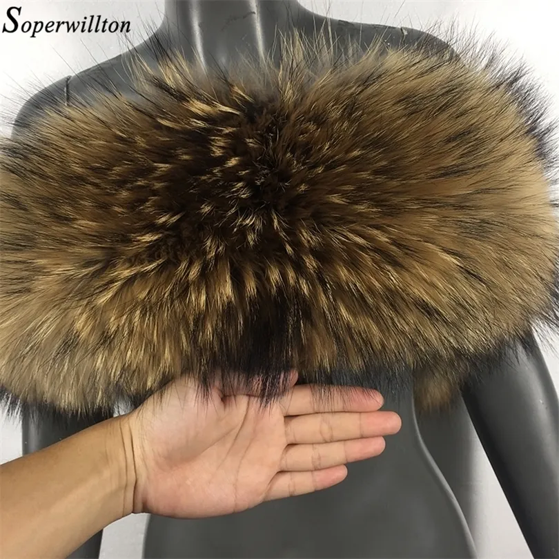 Natural Fur 2019 New Winter 100% Raccoon 모피 실제 칼라 여성 스카프 패션 코트 스웨터 스카프 칼라 고급 넥 캡 D88 T200103