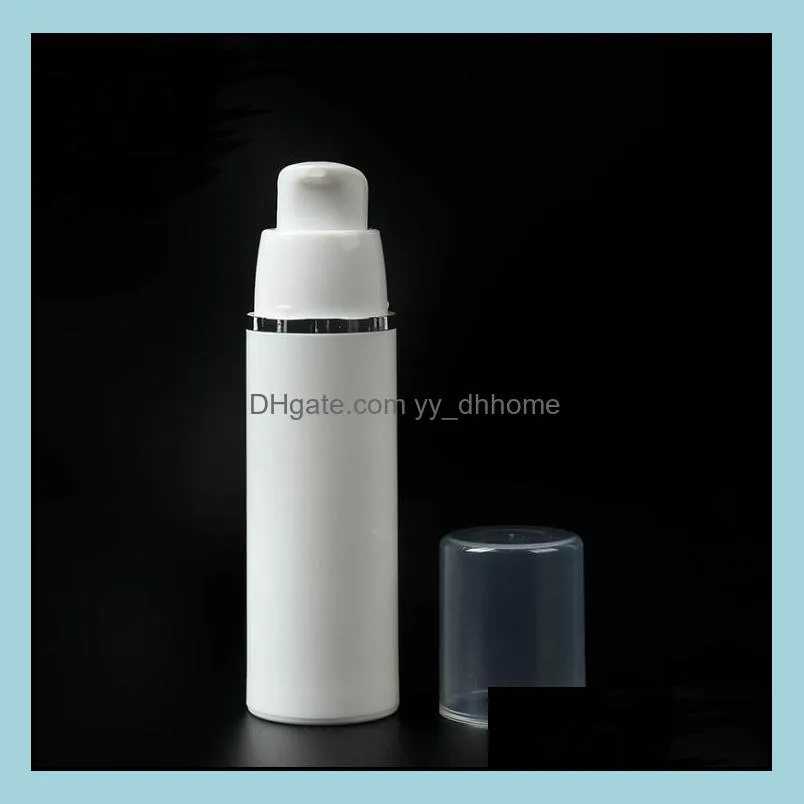 15ml 30ml 50ml pp plastic airless bottles white airless vacuum pump lotion bottle with silver line sn2031