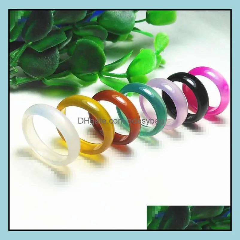 Simple Fashion Natrual Jade Agate Stone Ring Black Red Green Multicolor Rings Free Shipping Random Size